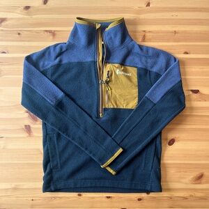 COTOPAXI pullover (extra small) navy blue/ violet w/ burnt yellow accents